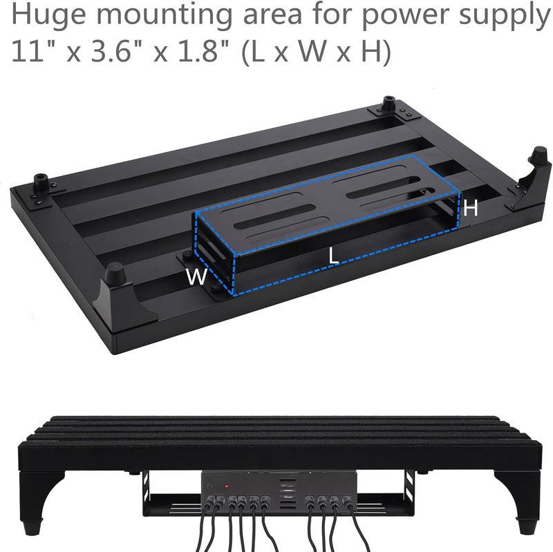 Soyan 22" x 12.5" Aluminum Alloy Guitar Pedal Board with Power Supply Tray, Carry Bag & Mounting Tapes Included (Black, APB-22BK) - Image 2